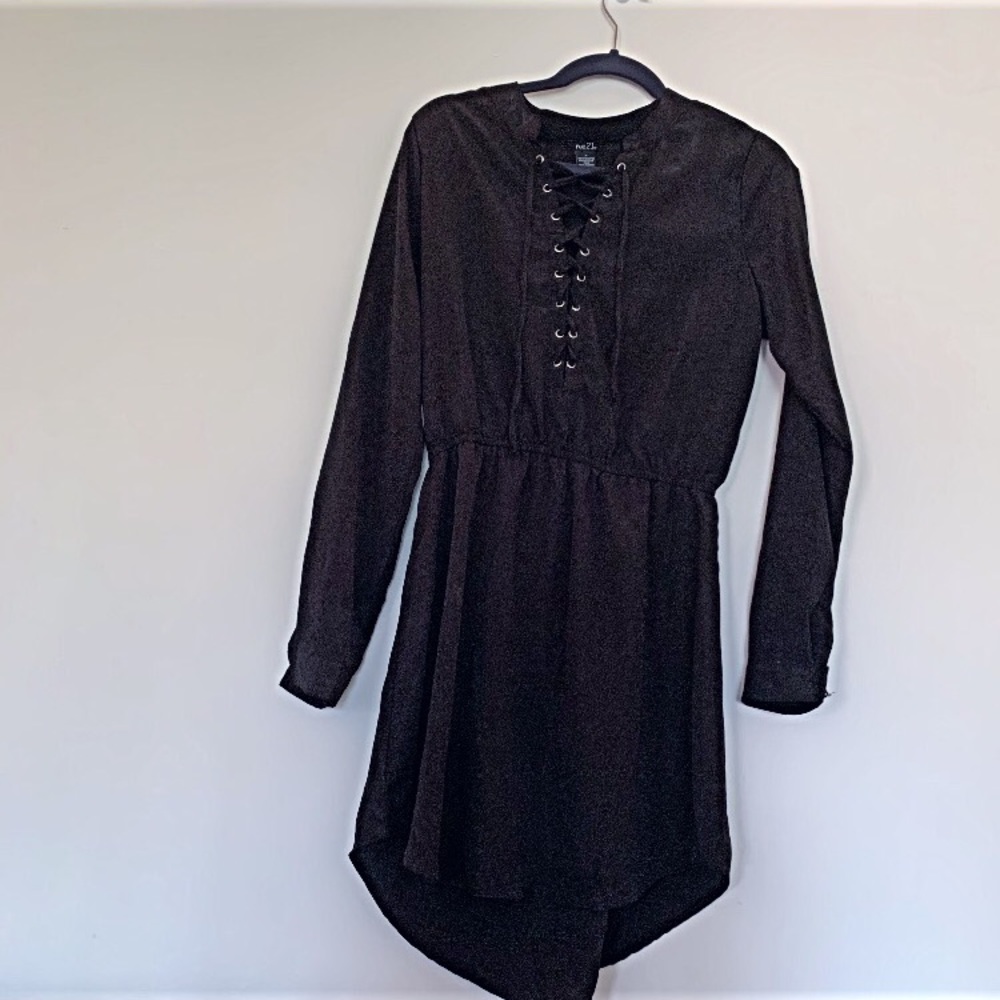 Black lace up dress
